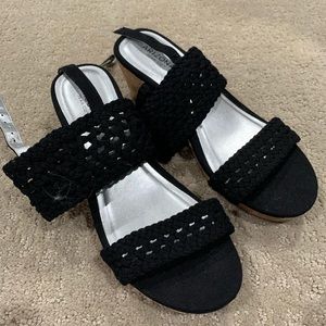 Girls black wedges size 4 (runs big)